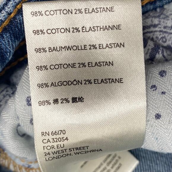 Pilcro Anthropologie Blue Denim Boho Embroidered Hem Crop Jeans Size 27 - Picture 11 of 12